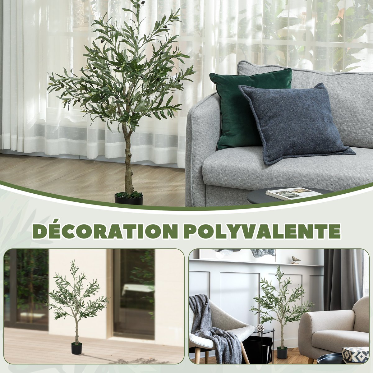 Olivier artificiel Soie Vert vert, HOMCOM