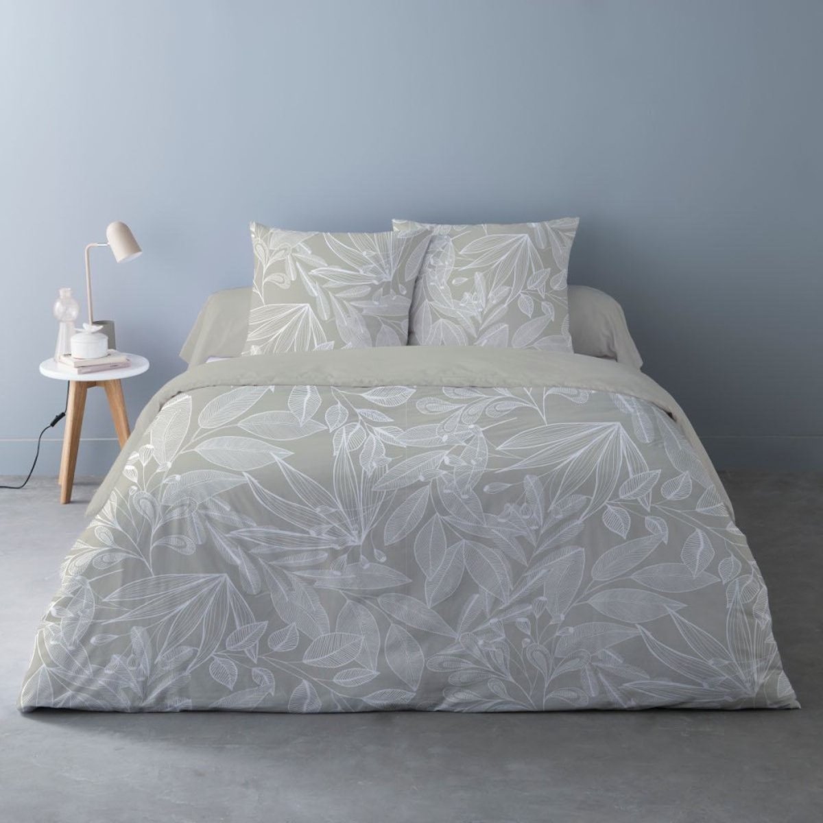 Housse de couette 240x220 LIMA + 2 taies Percale de coton beige, DECORATIE