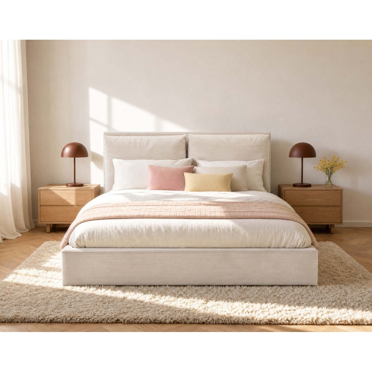 Lit coffre - PIVOINE beige, BEST MOBILIER