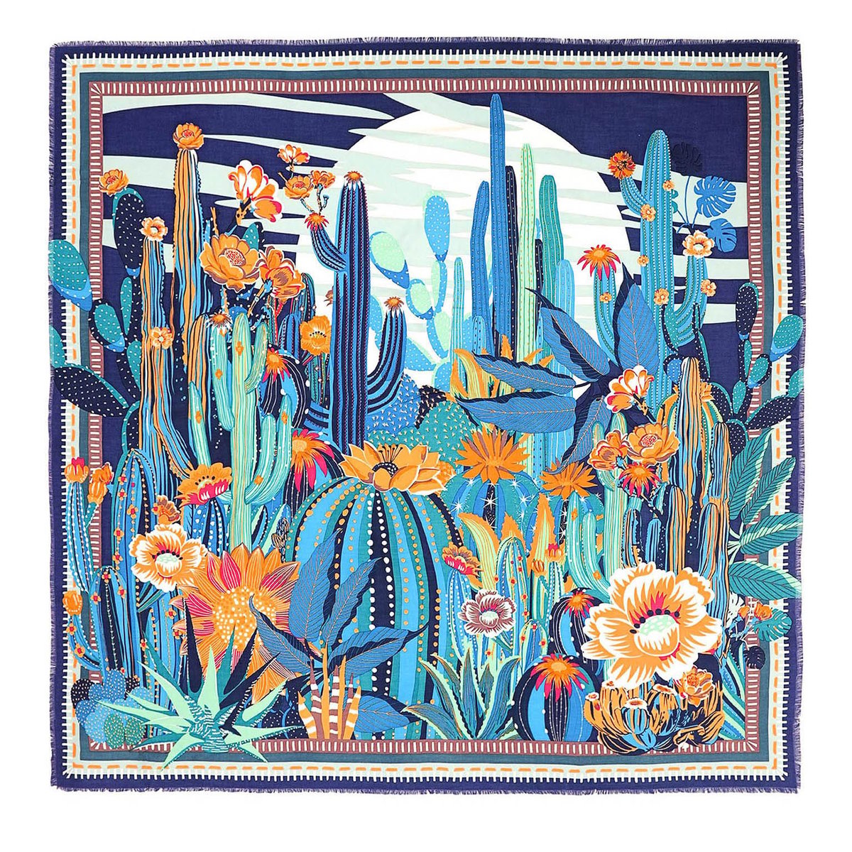Foulard à motifs CACTUS bleu, WILD