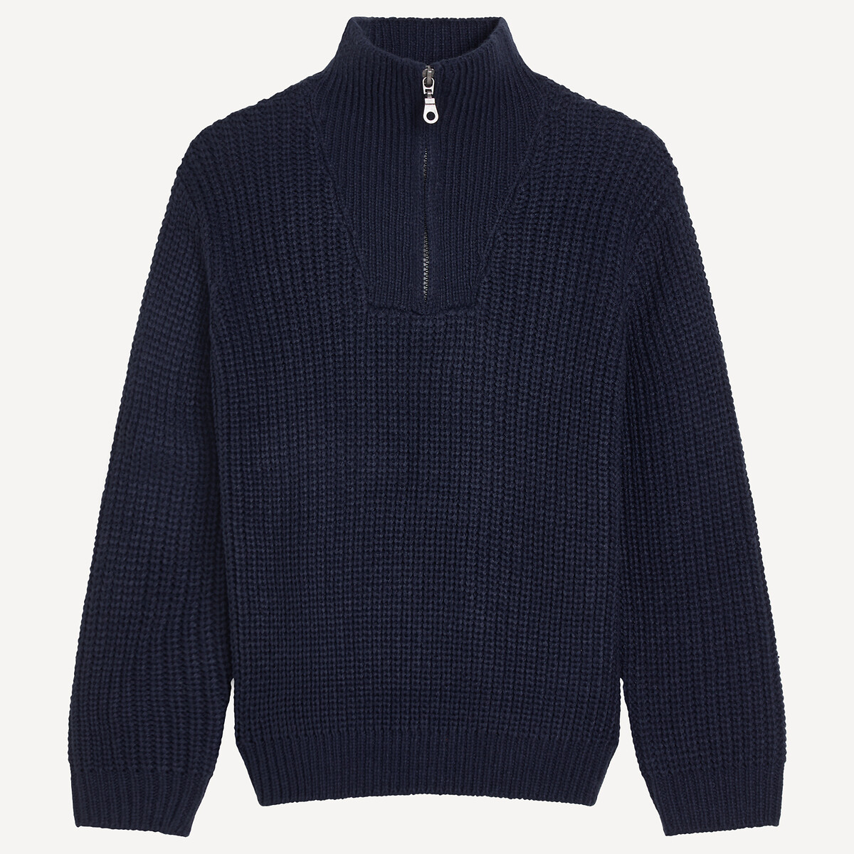 Pull col montant zippé en grosse maille marine, LA REDOUTE COLLECTIONS