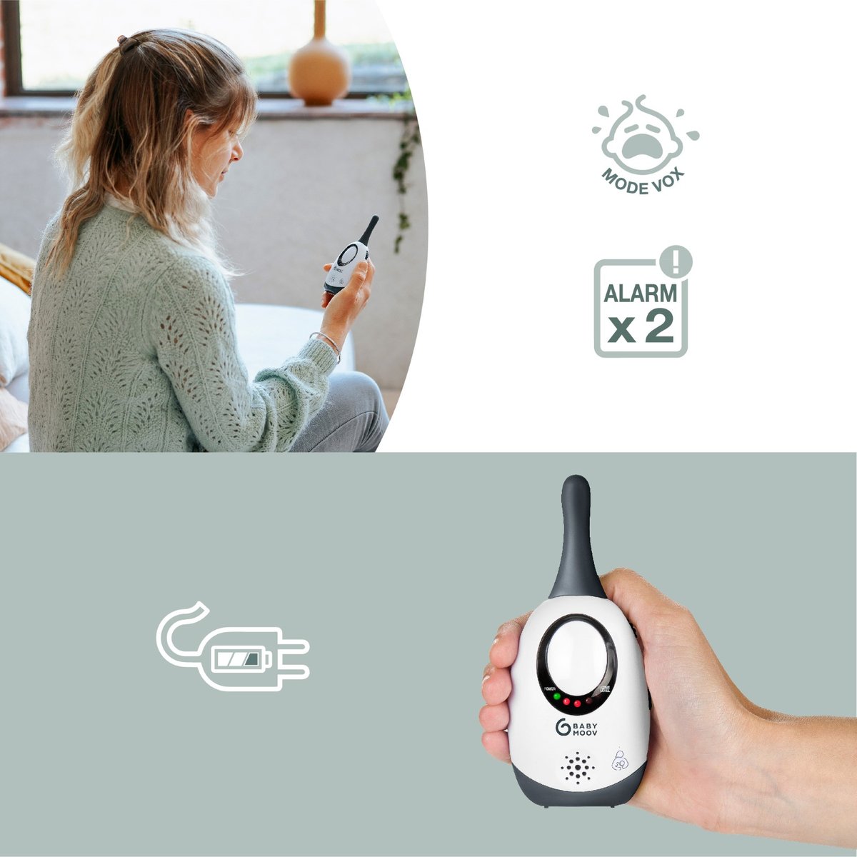Babyphone audio Simply Care blanc, BABYMOOV