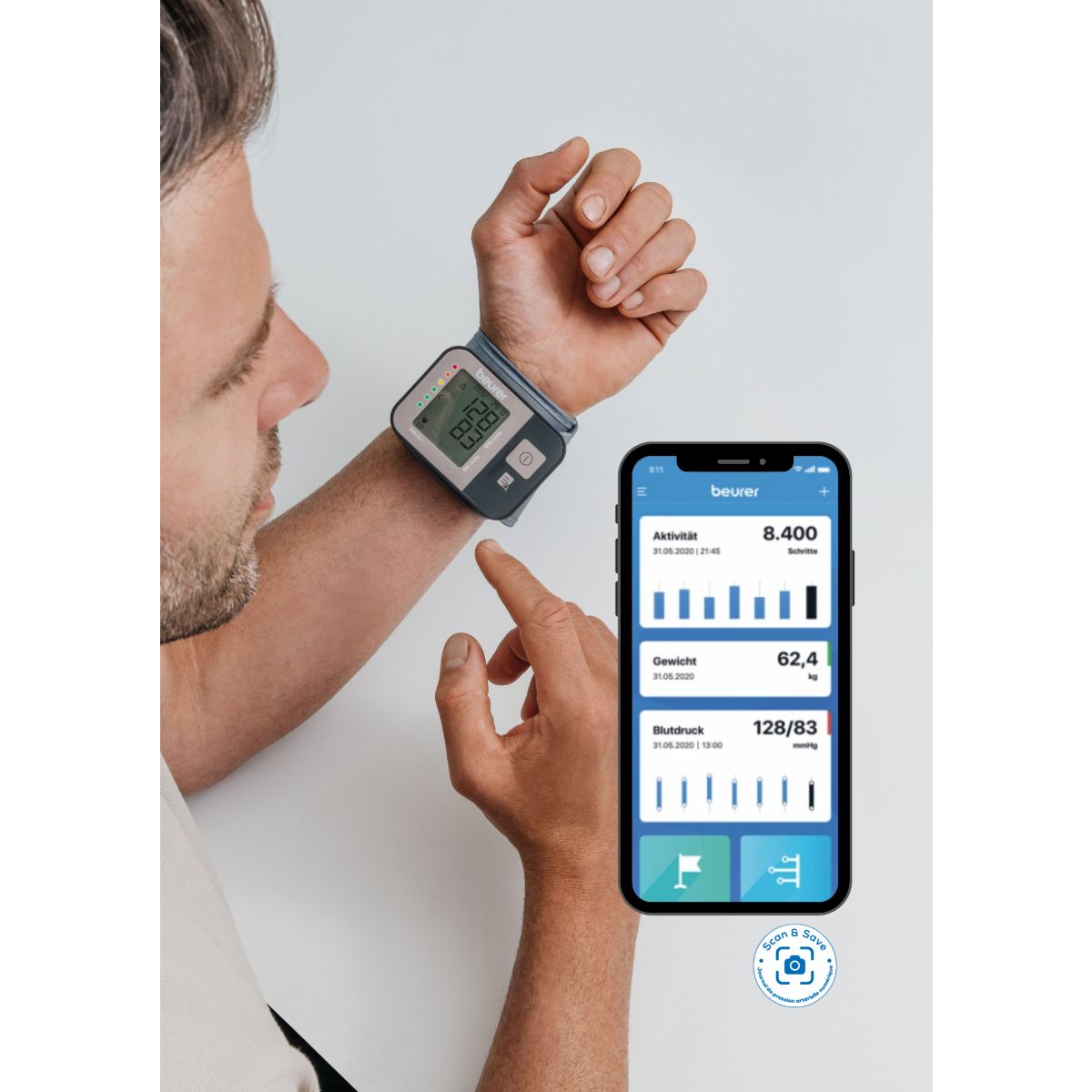 Tensiomètre poignet BC 1 R Vital+ couleur unique, BEURER