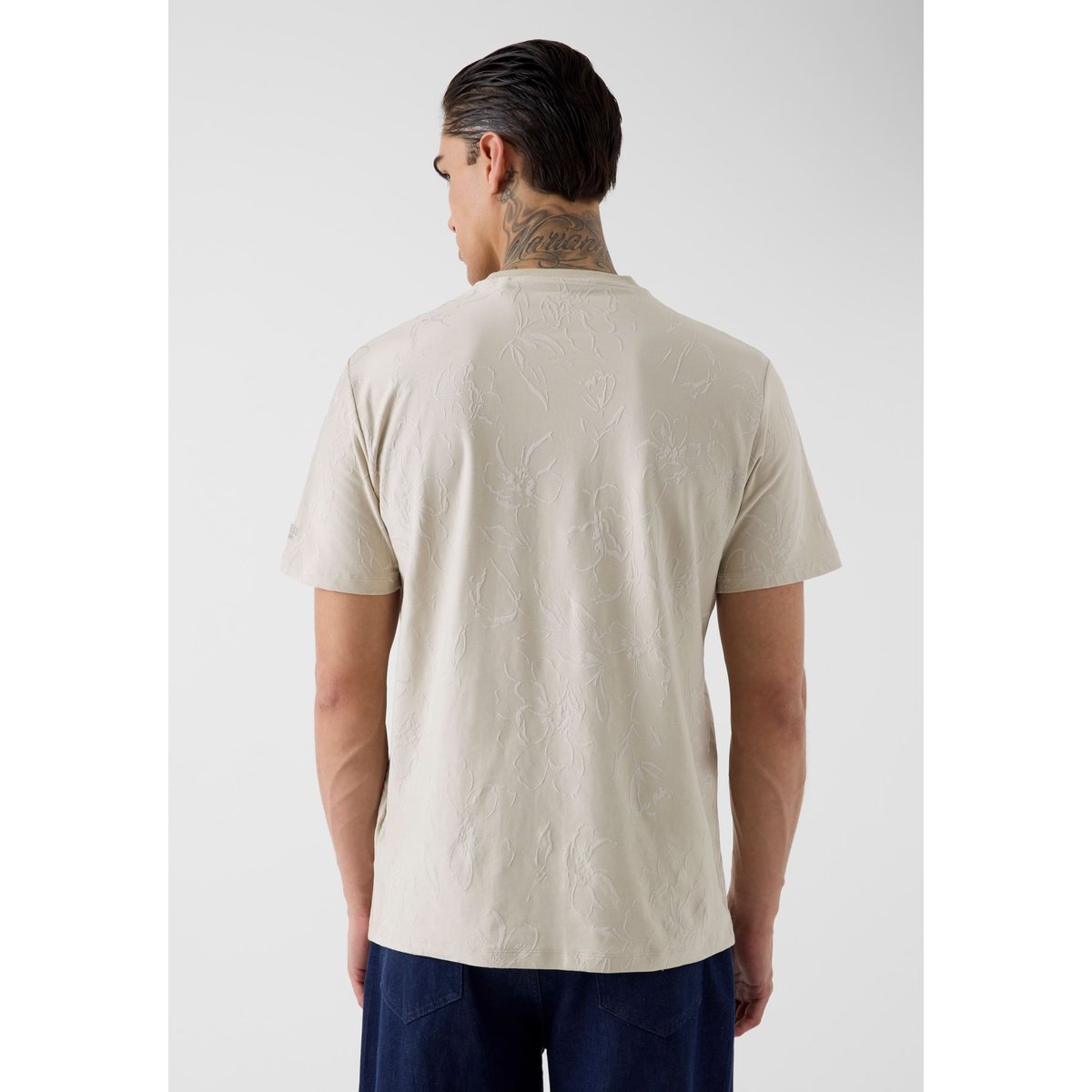 T-Shirt En Mélange De Coton crème, GUESS
