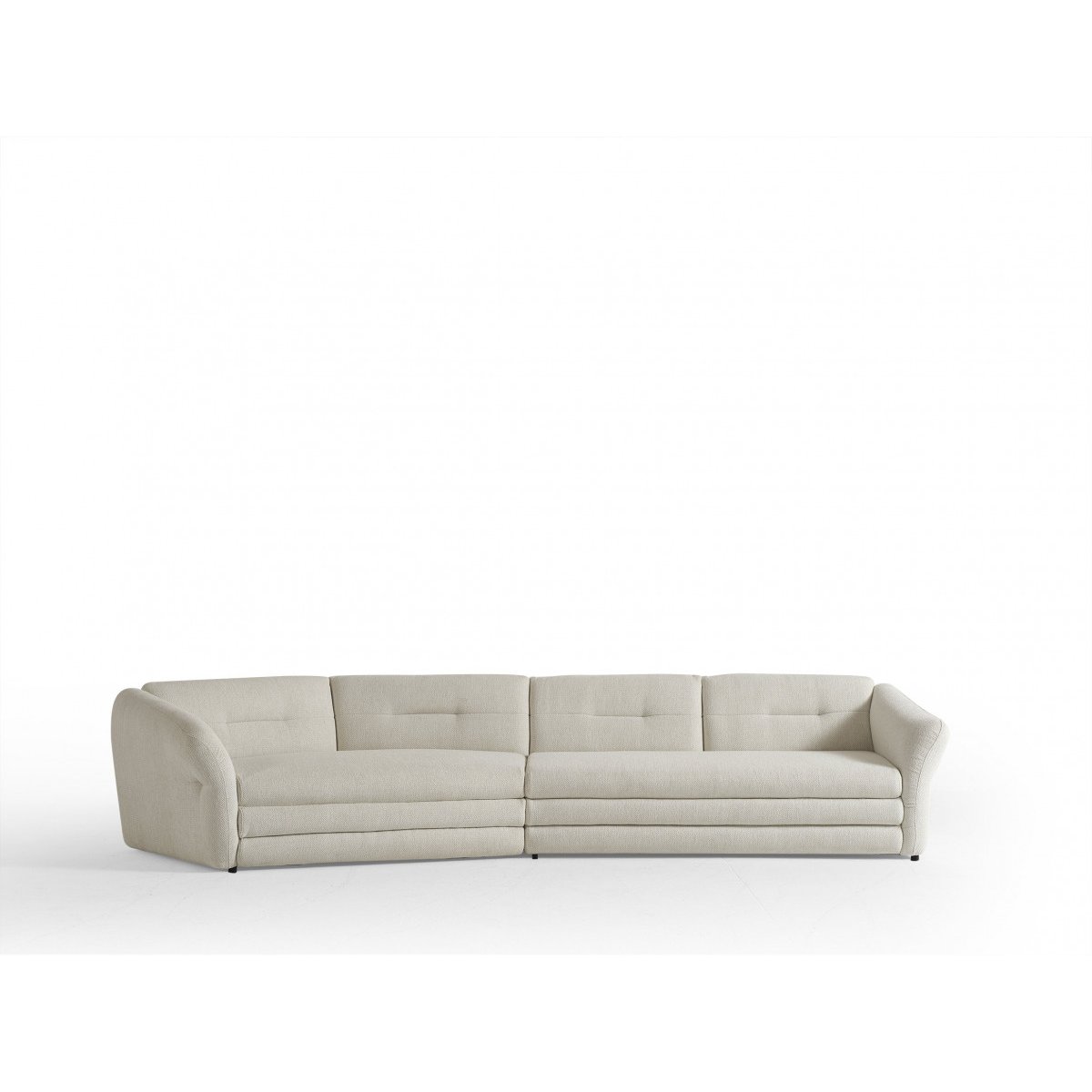 Canapé droit fixe 4 places en tissu chiné, MARBLE beige, BOBOCHIC