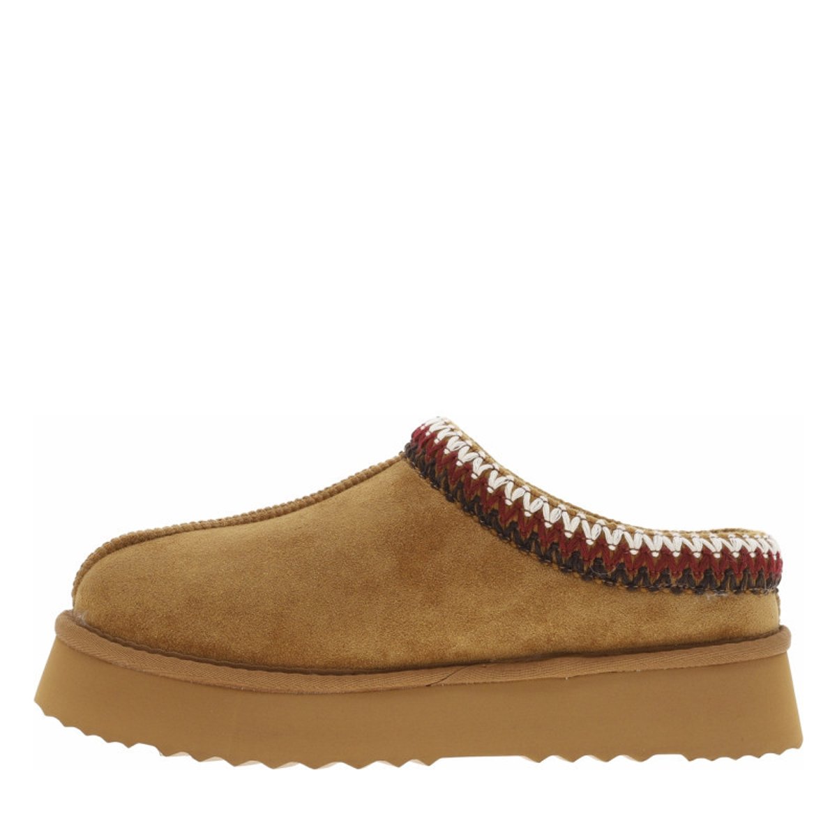 Mules camel à talon compensé bas avec couture apparente et paillettes camel, LPB Les P'tites Bombes