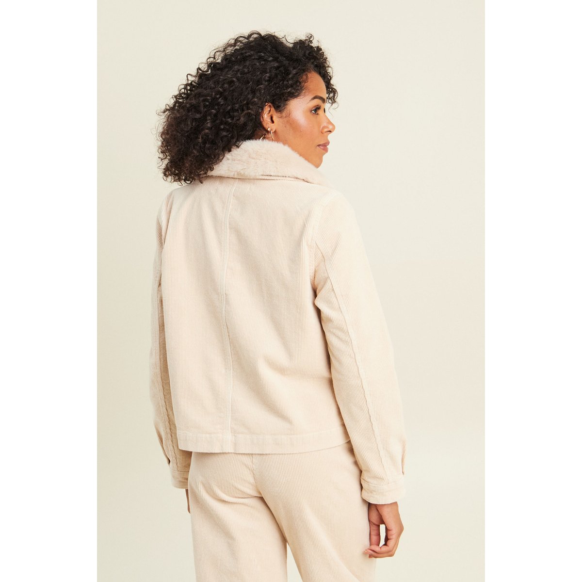 Blouson droit velours manches longues sable, BREAL
