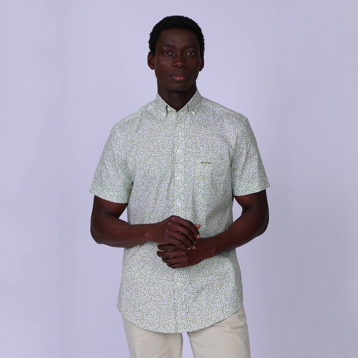 Chemise micro motifs kaki, MISE AU GREEN