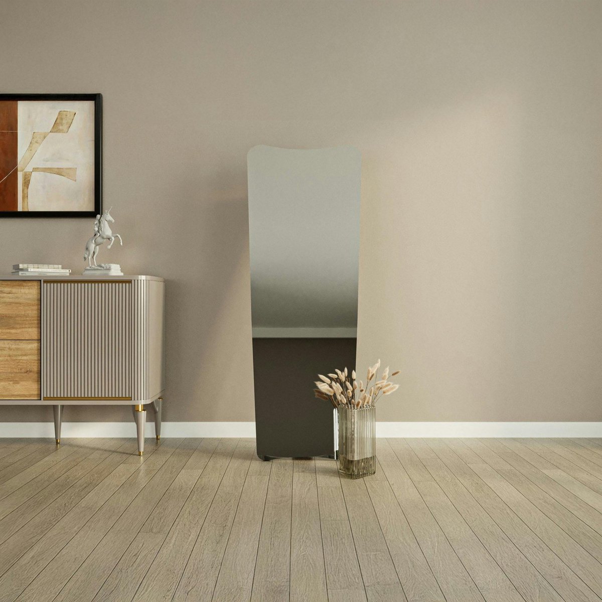 Grand miroir plein pied noir, mural ou à poser noir 150 cm CODY noir, PIER IMPORT