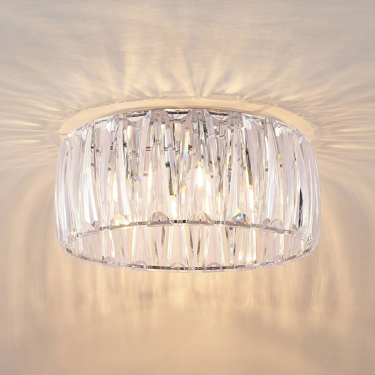 Plafonnier moderne, Sofia transparent, chrome, LINDBY