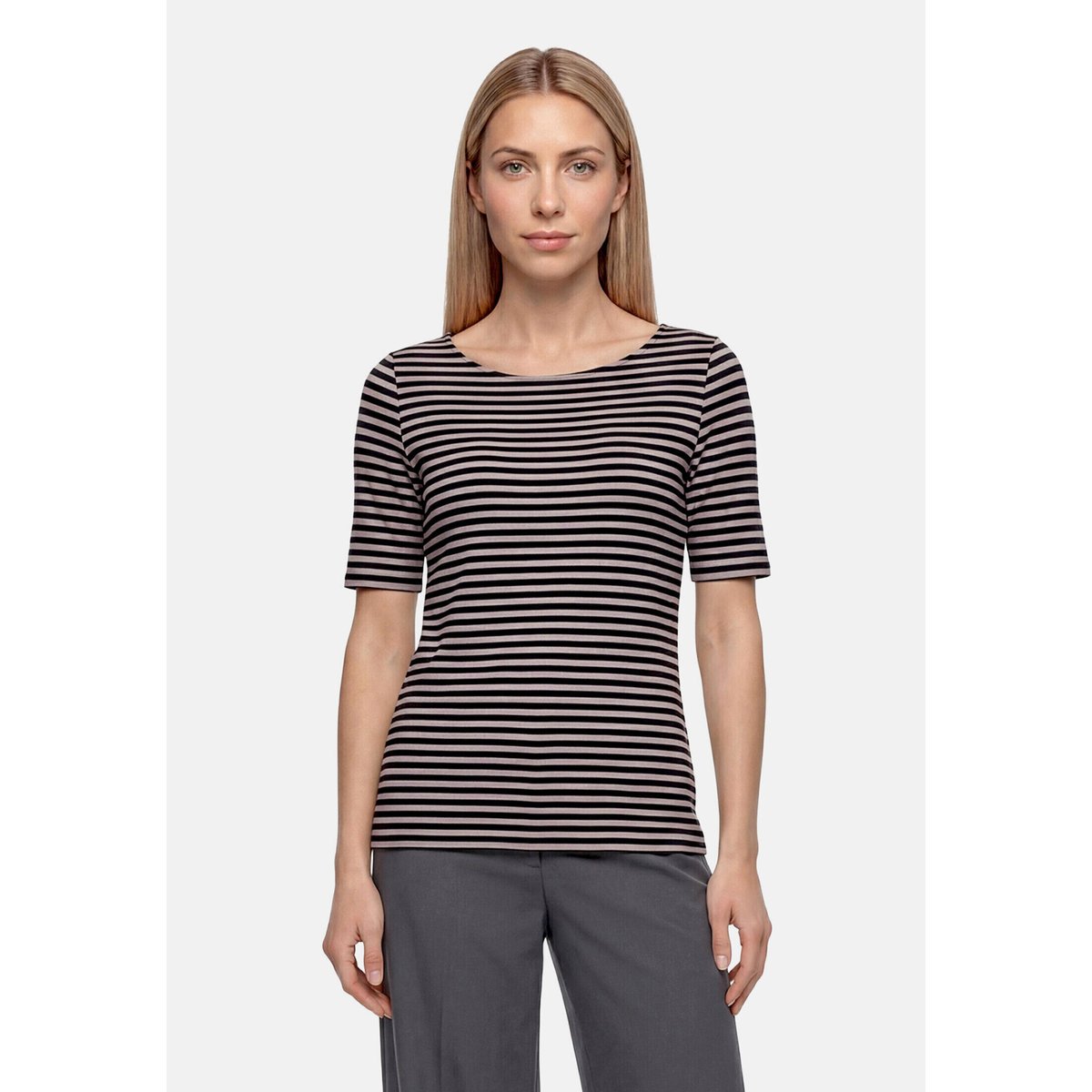 T-shirt basique manches courtes taupe/black, BETTY BARCLAY