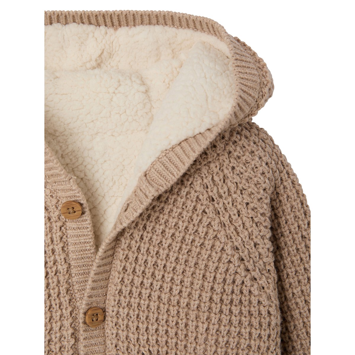 Gilet à capuche en tricot beige chiné, VERTBAUDET