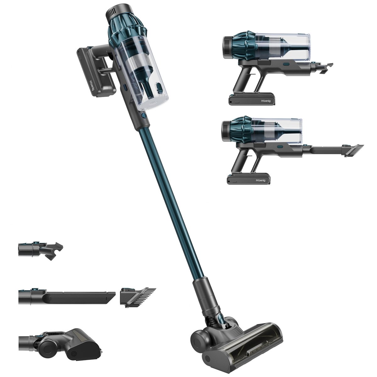 H.Koenig Aspirateur balai 2 en 1 sans fil Power UPX32 + accessoires UPX8 couleur unique, H.KOENIG