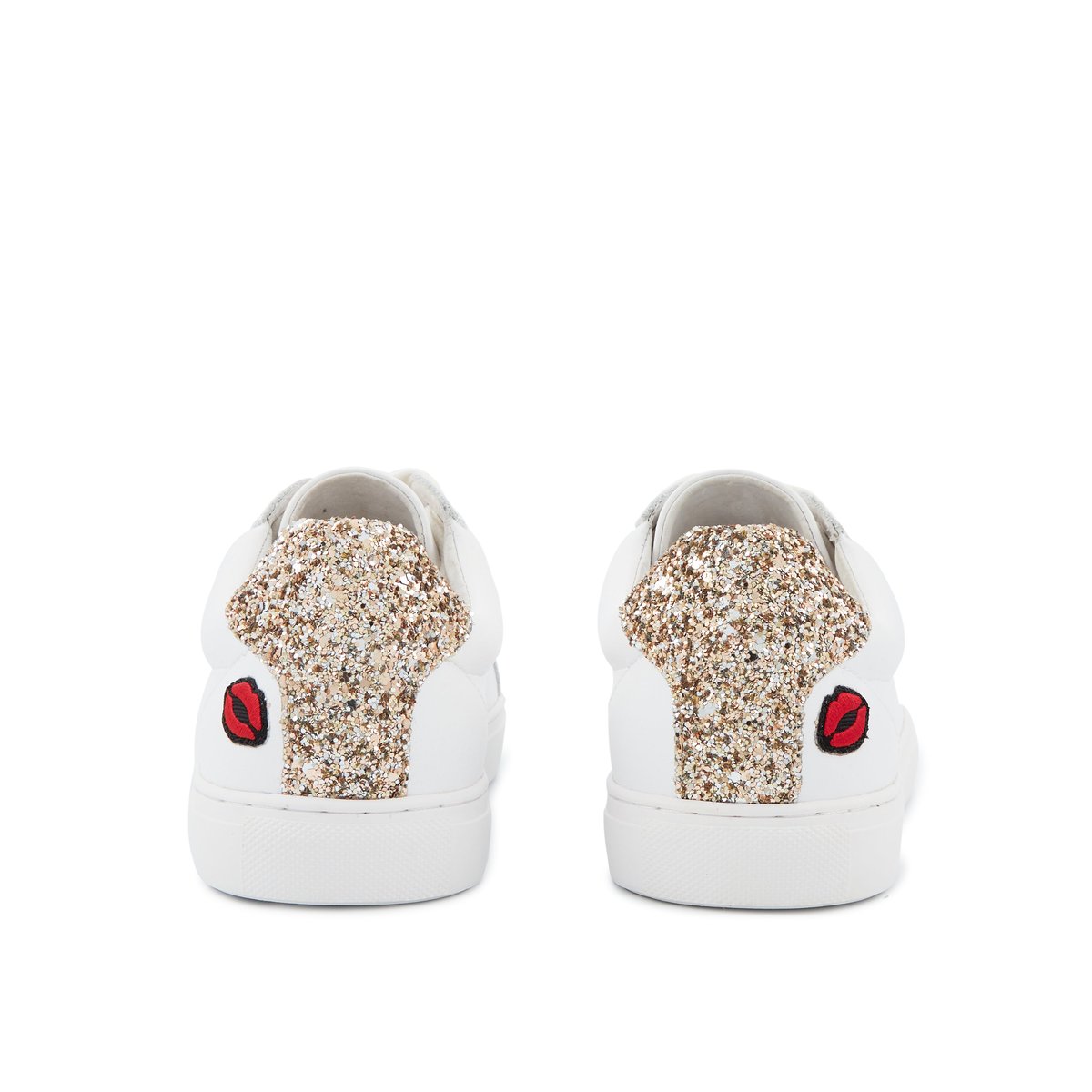 Baskets En Cuir Simone Petit Amour Glitter blanc, BONS BAISERS