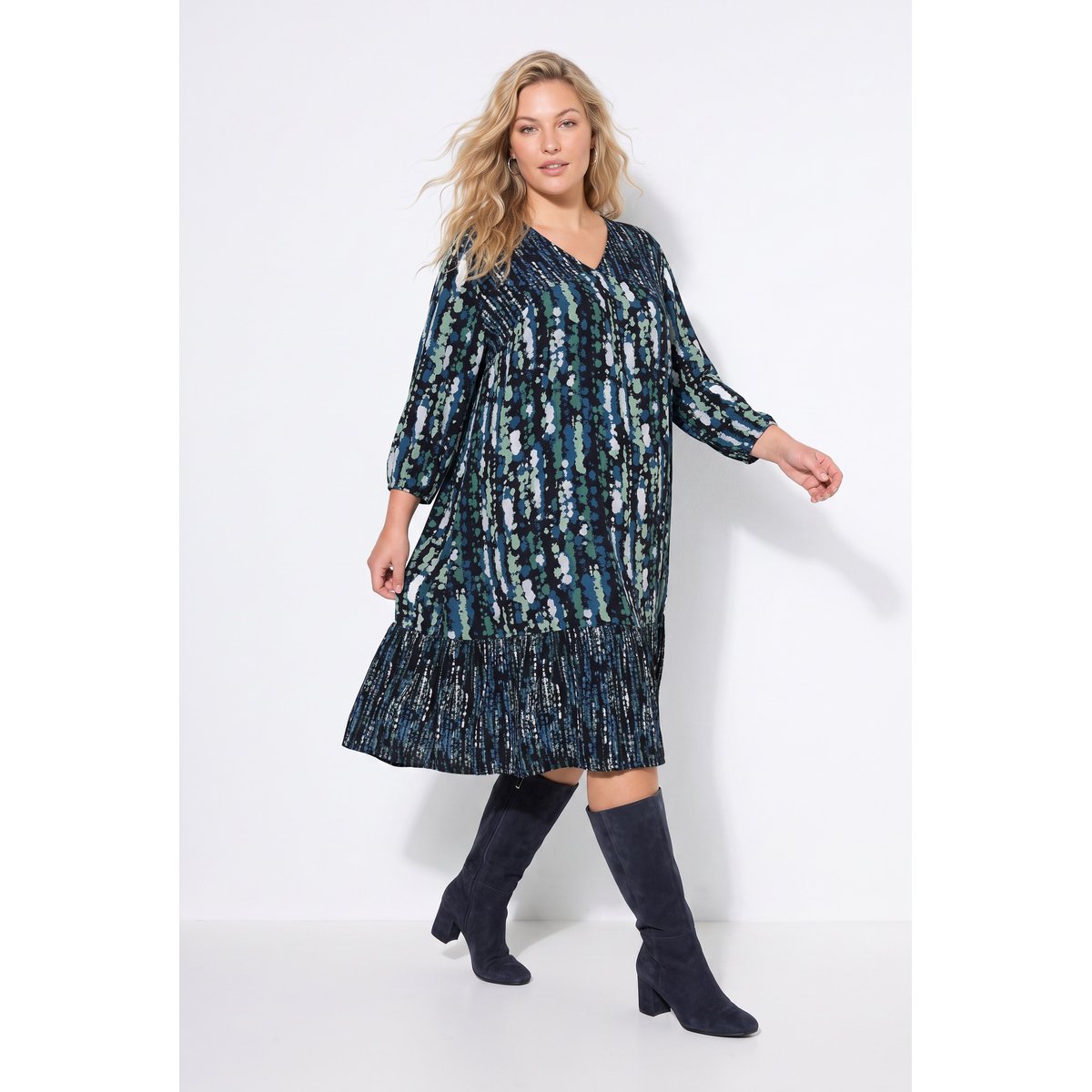Robe, coupe trapèze noir, ULLA POPKEN