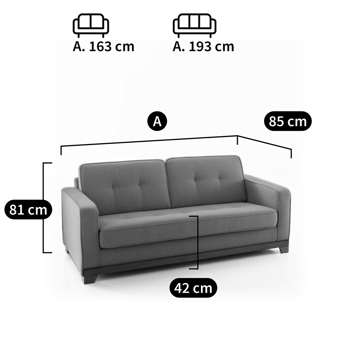 Divano letto in poliestere mélange 2 o 3 posti Ajis beige naturale, SO'HOME