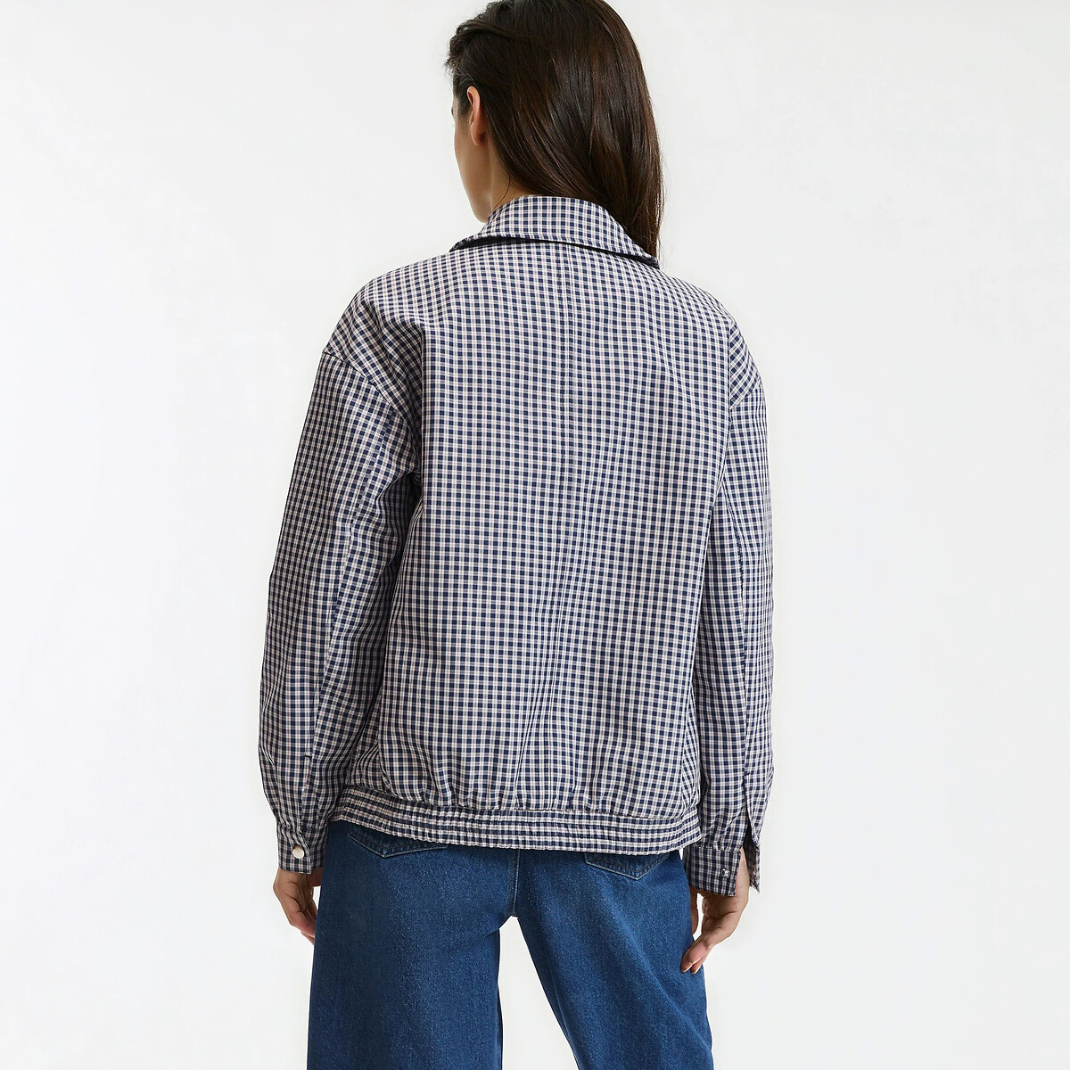 Blouson court zippé à carreaux carreaux bleu/rose, LA REDOUTE COLLECTIONS