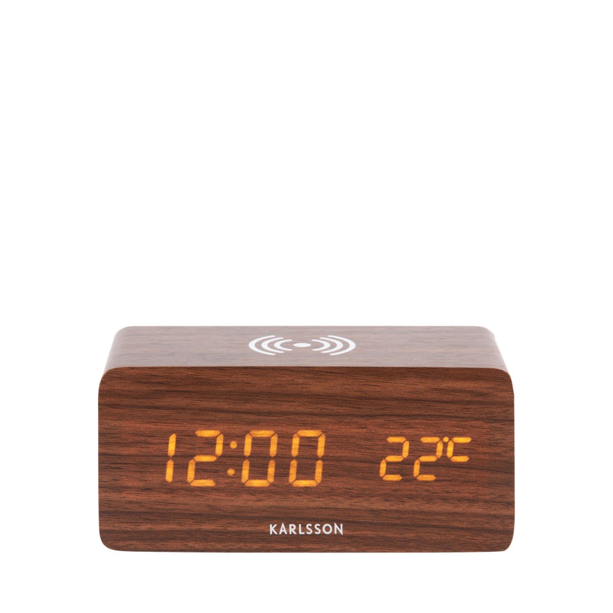 Réveil en bois avec chargeur téléphone- BLOCK bois foncé, KARLSSON