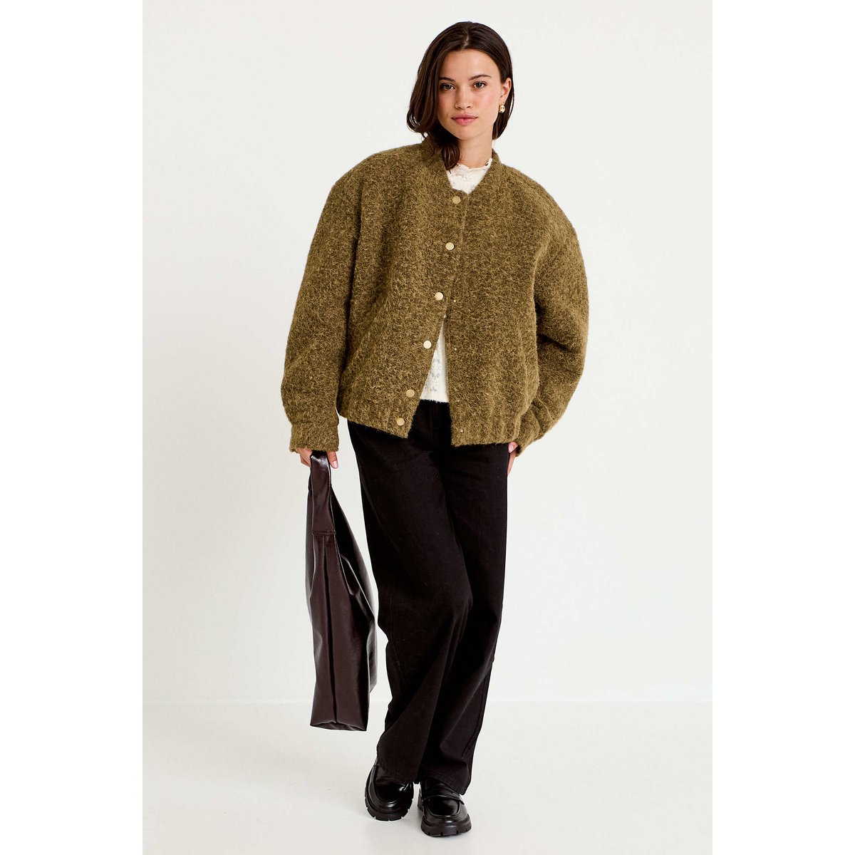 Bomber oversize manches longues vert kaki, CACHE CACHE