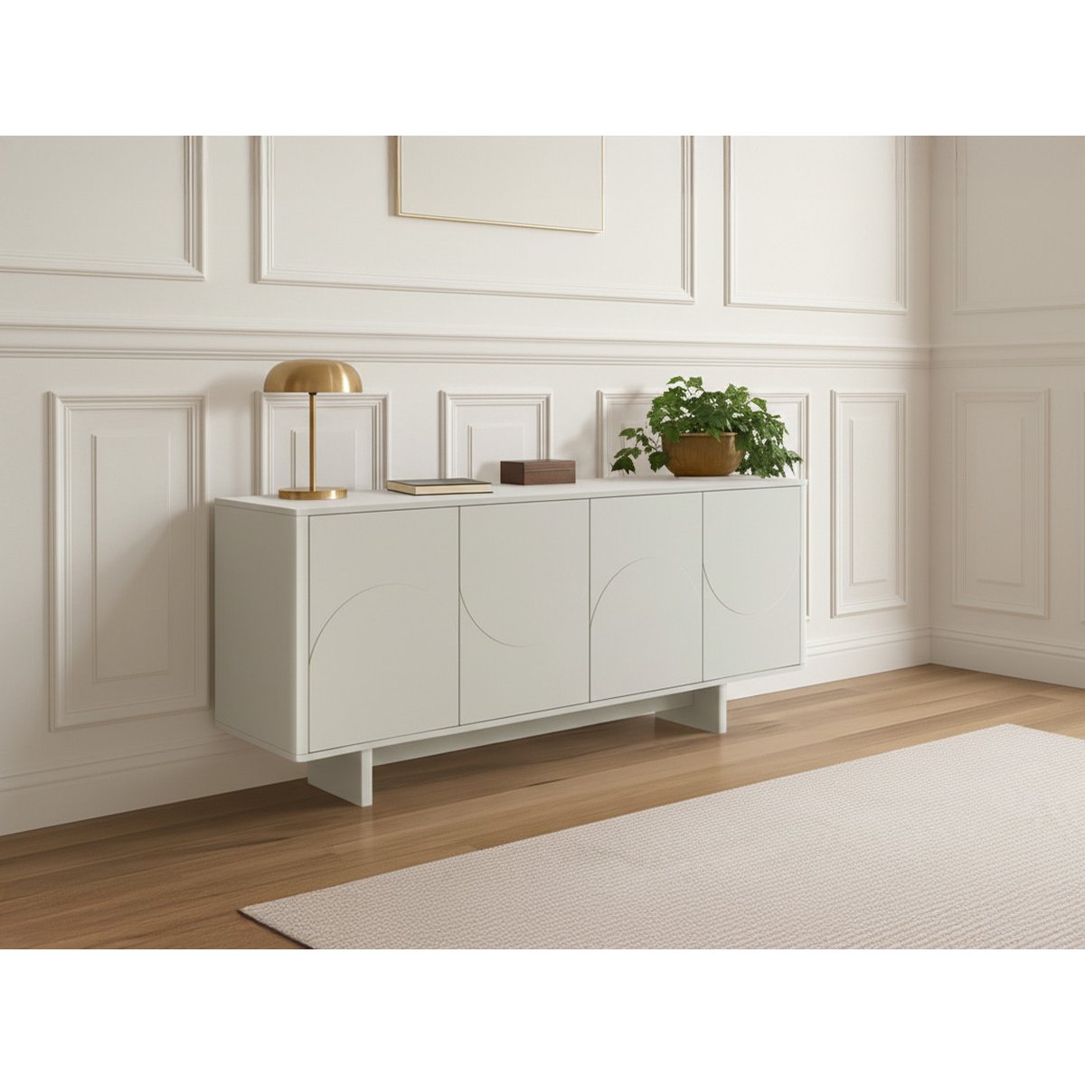Buffet en MDF portes 180 cm, ESTEBAN beige, BOBOCHIC