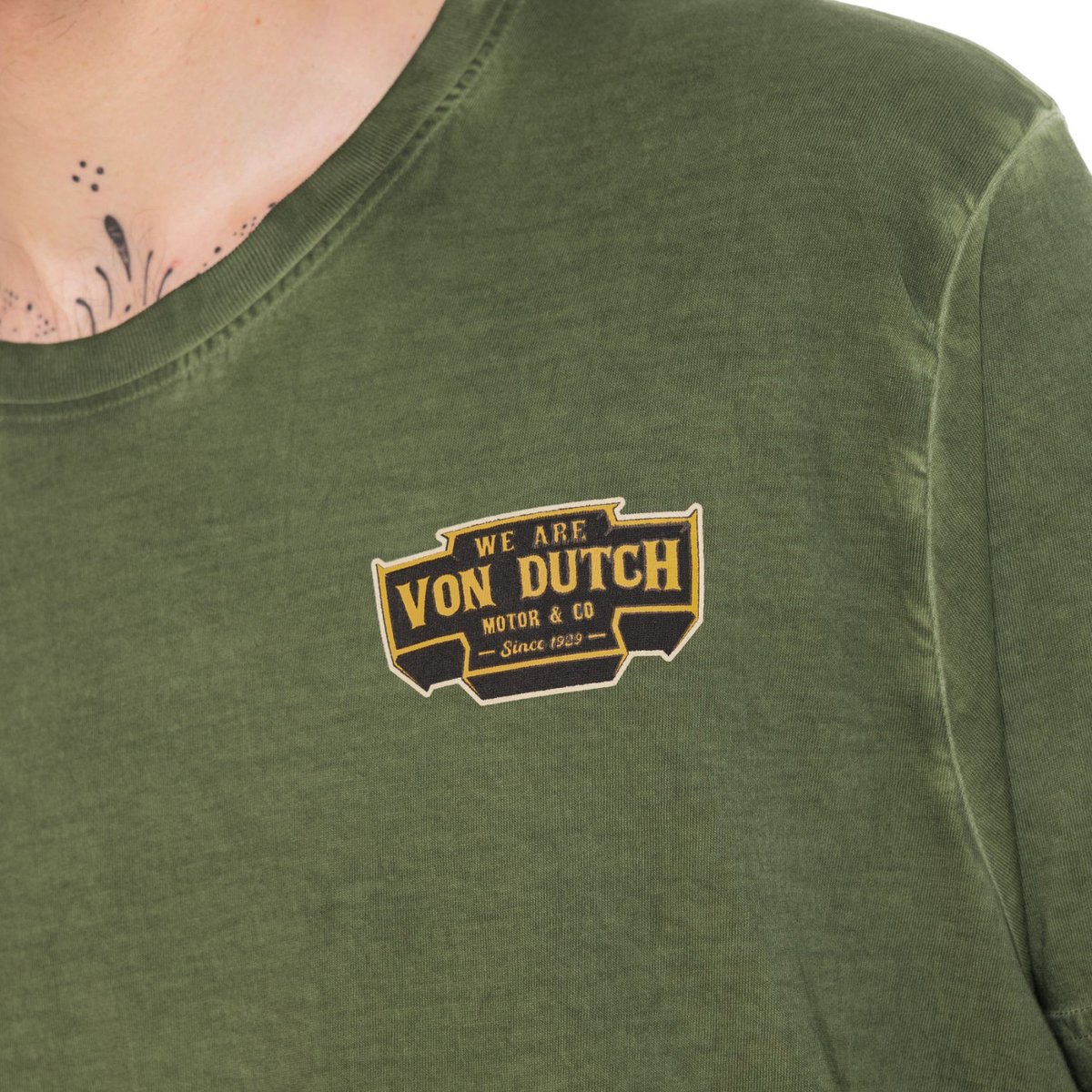 Tee shirt coton CATLIF kaki/noir/orange, VON DUTCH