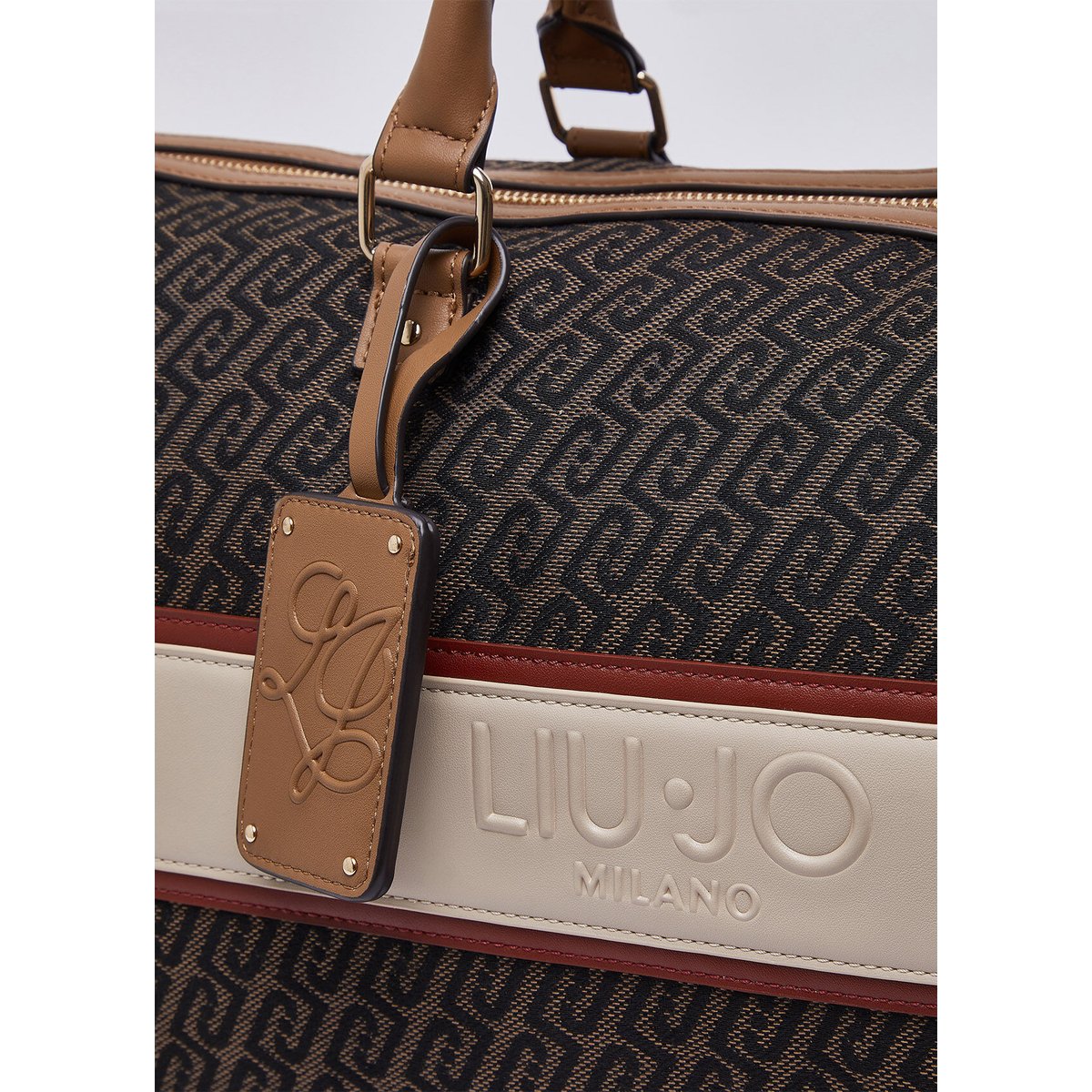 Sac de voyage en jacquard marron foncé, LIU JO