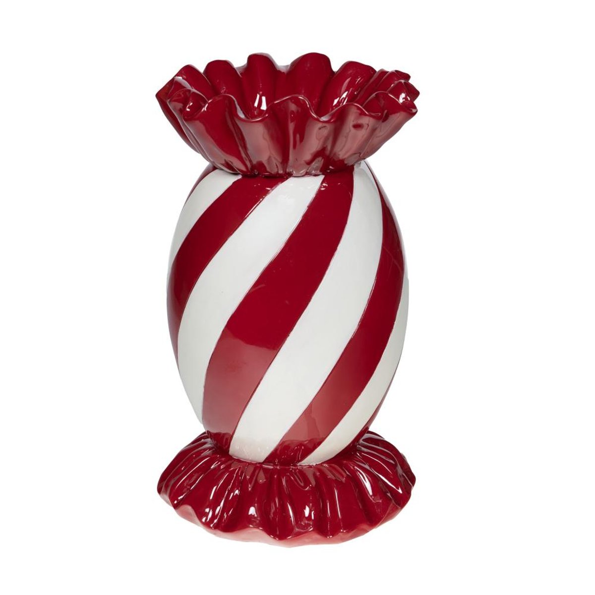 Vase bonbon rayée H31   en resine rouge, AMADEUS