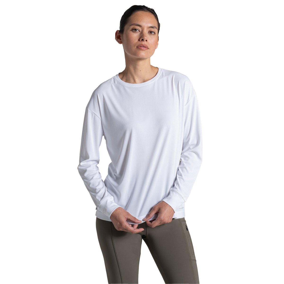 T-shirt manches longues motif/style quadrillage blanc, CRAGHOPPERS
