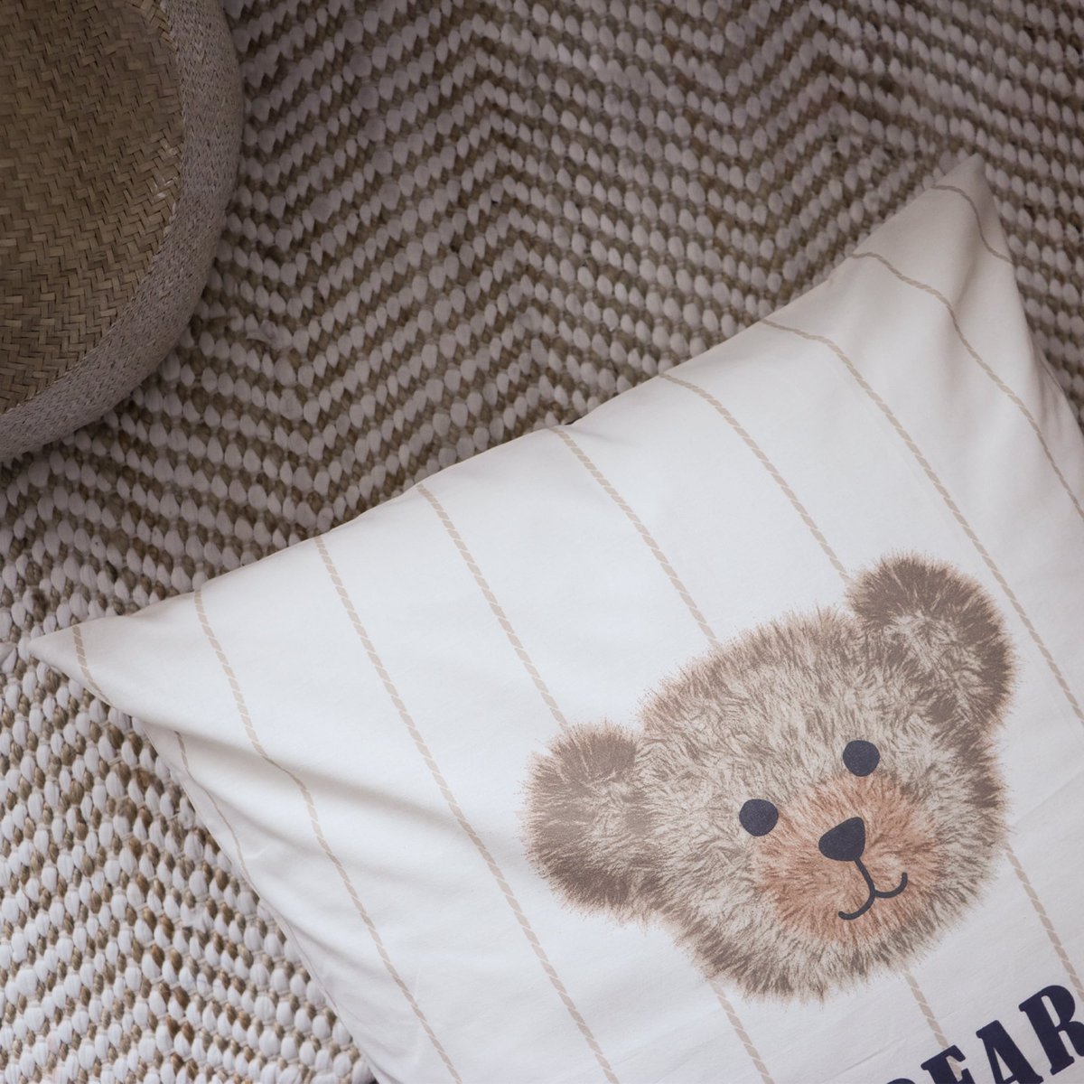 Parure de lit imprimée 100% coton, TEDDY BEAR beige, MATT ET ROSE