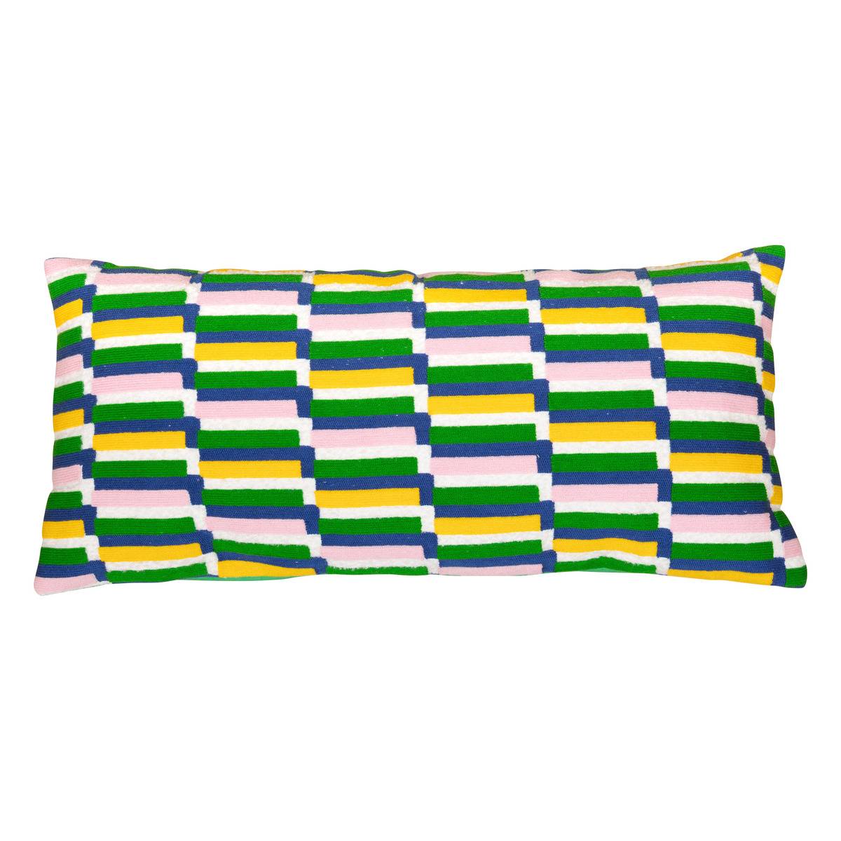 Coussin déhoussable en coton brodé DISSO multicolore, ATMOSPHERA