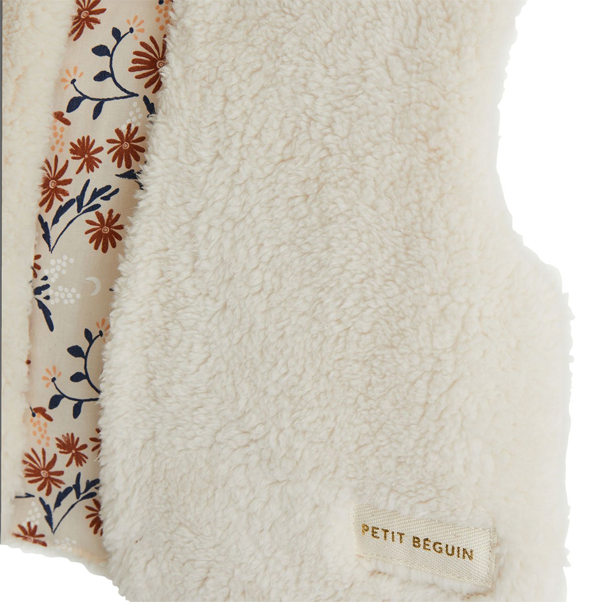 Veste sans manches bébé réversible en sherpa Ollie vanille, PETIT BEGUIN