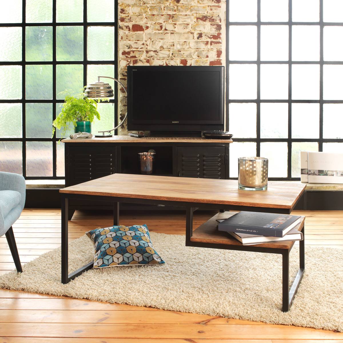 Table basse en bois d'acacia HAVANA bois foncé, MADE IN MEUBLES