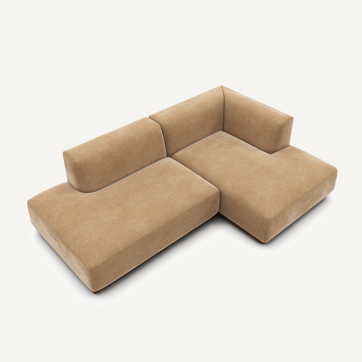 Canapé d'angle droit en velours stonewashed, JACOPO ficelle, AM.PM