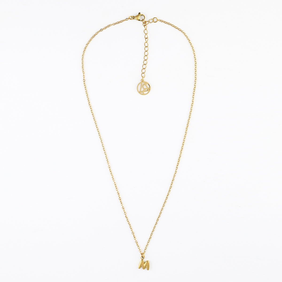 Collier à pendentif lettre M acier inoxydable doré, BALABOOSTE