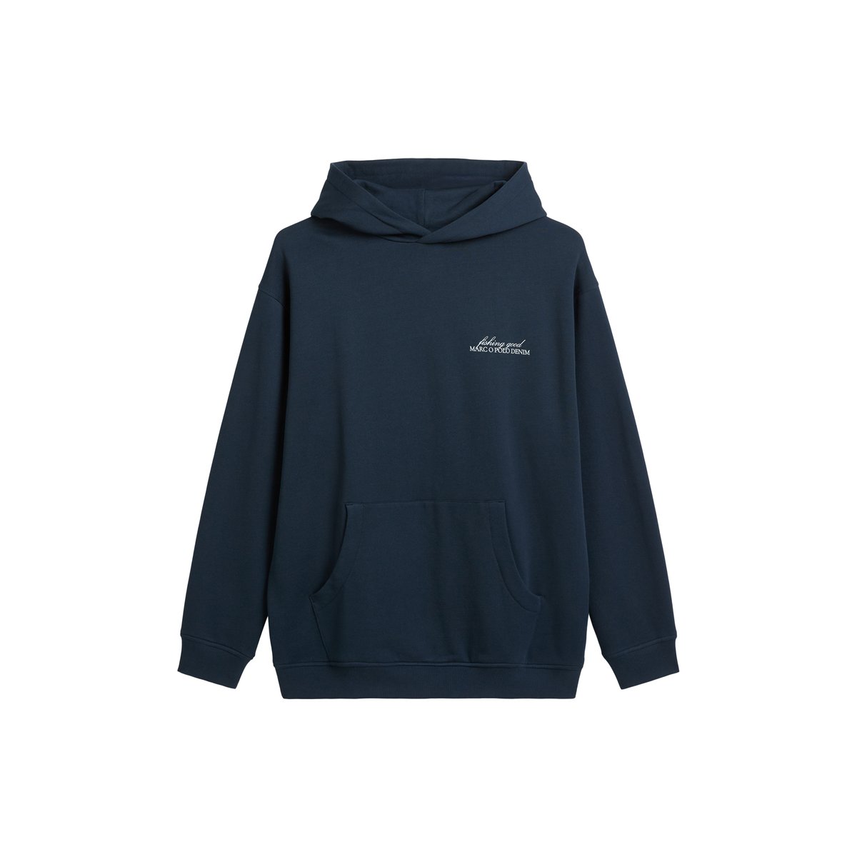 Hoodie relaxed avec un grand imprimé au dos bleu foncé, MARC O’POLO DENIM
