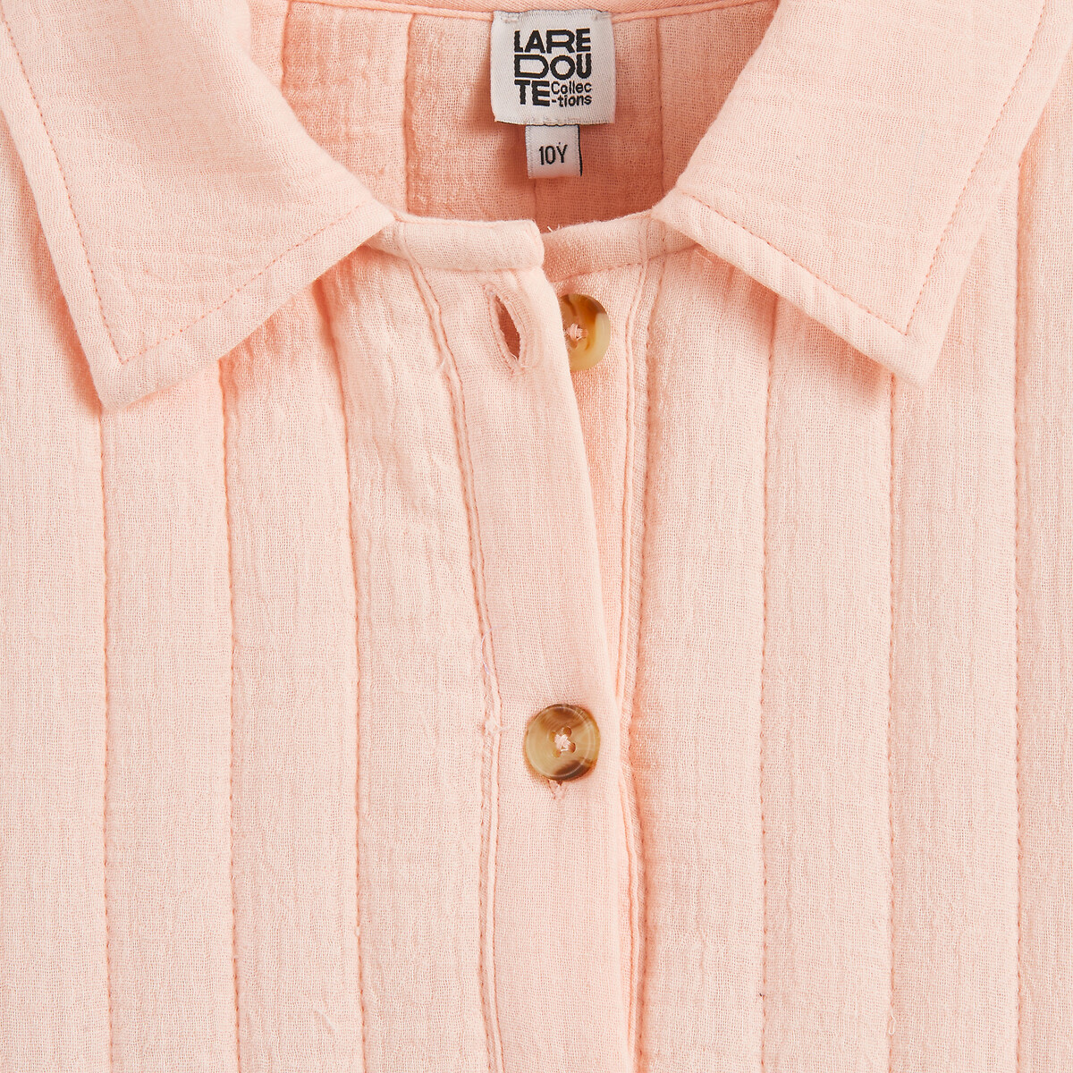 Veste matelassée et boutonnée, en gaze de coton rose, LA REDOUTE COLLECTIONS