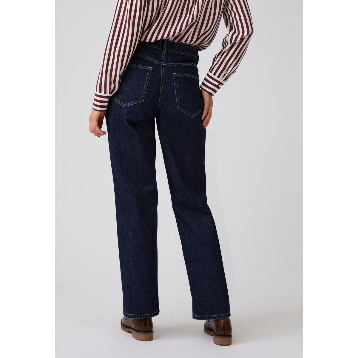 Jean coupe droite à revers bleu denim foncé, DAMART