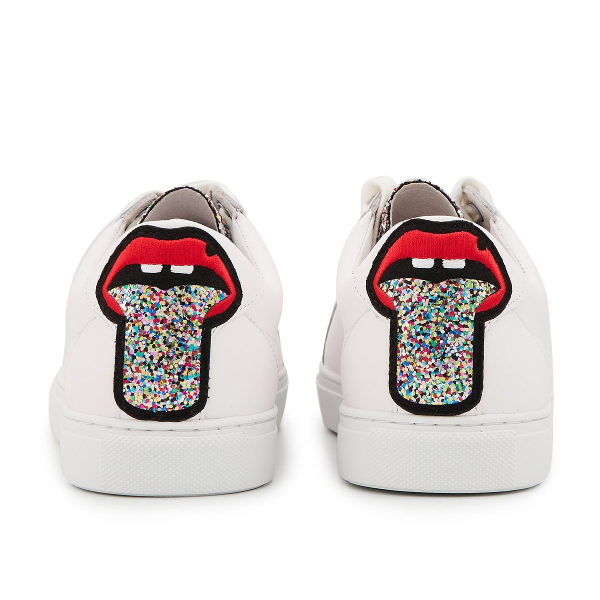 Baskets En Cuir Simone Glitter Tongue blanc, BONS BAISERS