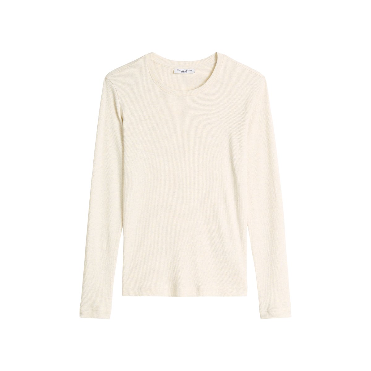 T-shirt à manches longues ajusté en jersey côtelé doux blanc, MARC O’POLO DENIM