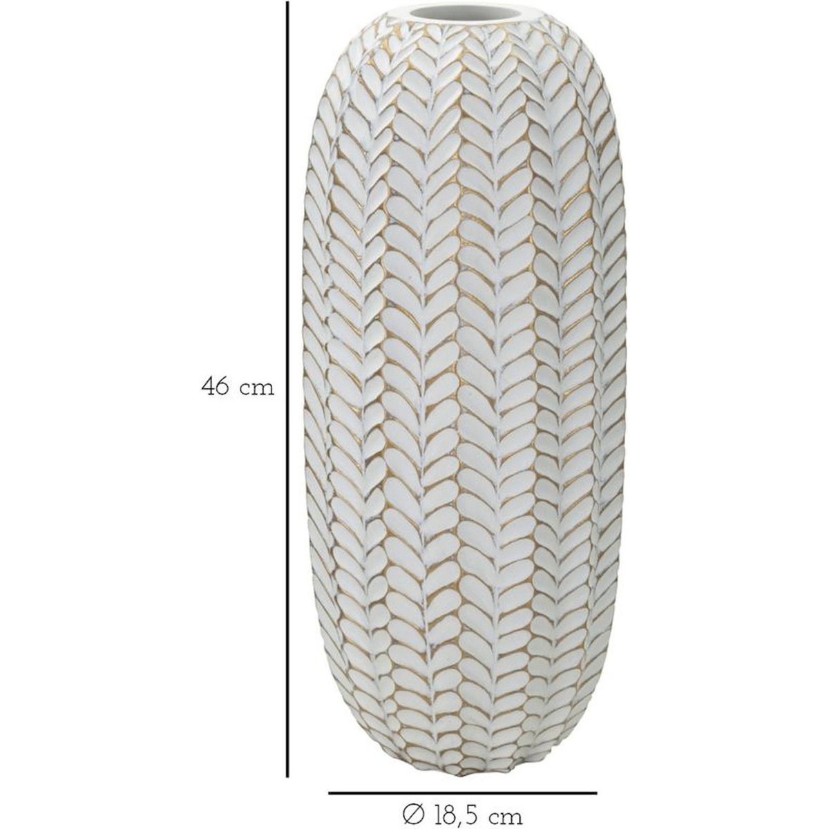 Vase sculpté relief feuille élégant MODERN blanc et doré, RECOLLECTION
