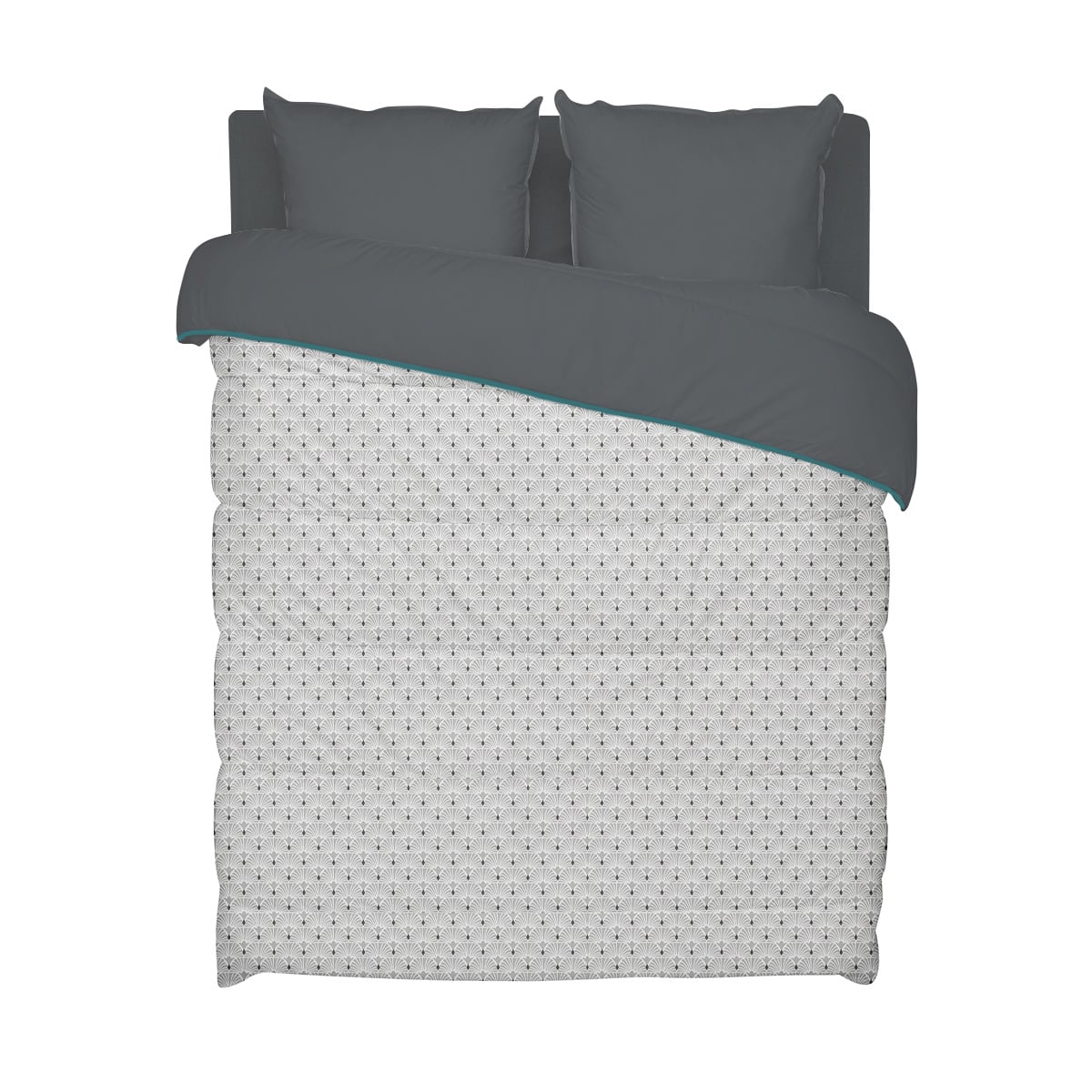 Couette imprimée microfibre chaude Graphique gris clair, BLEU CALIN