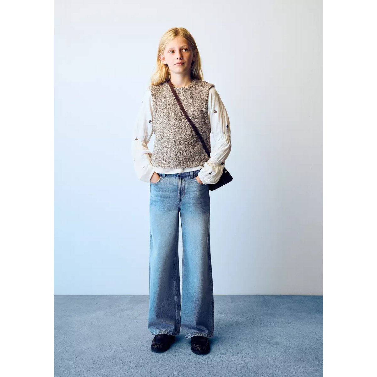Jean wide leg bleu moyen, MANGO KIDS