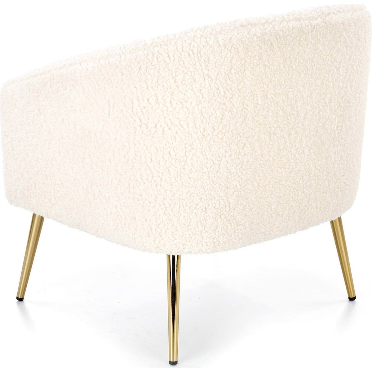 Fauteuil cosy tissu bouclé, Collection SATERSE beige bouclé et doré, RECOLLECTION