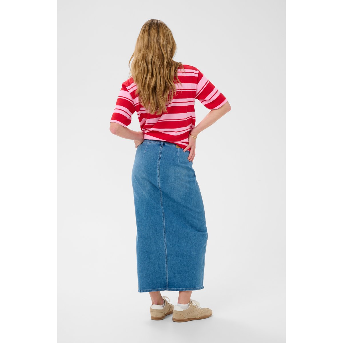 Jupe en jean bleu light blue washed denim, KAFFE
