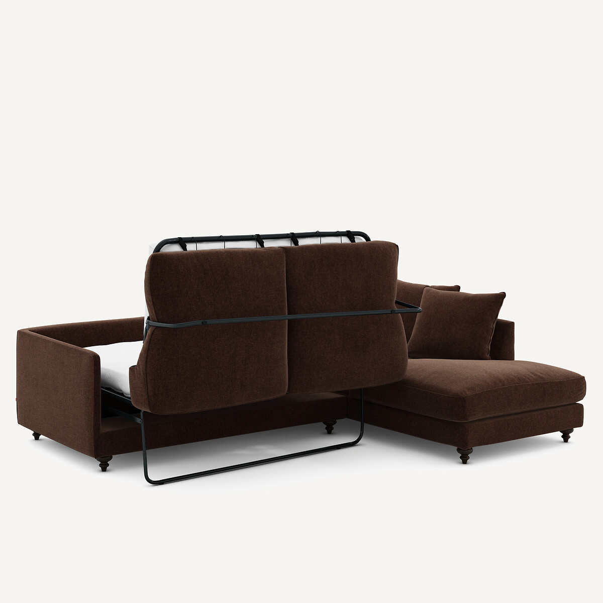 Canapé angle convertible velours chenille, Lazare marron torréfié, AM.PM