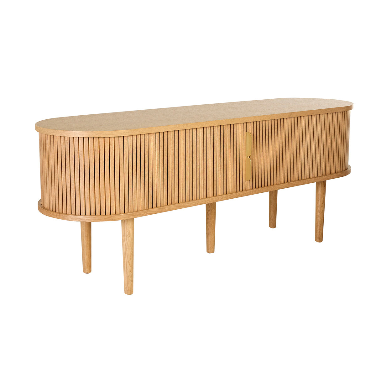 Meuble TV vintage bois clair chêne avec rangements 2 portes coulissantes L138 cm EPIC couleur unique, MILIBOO