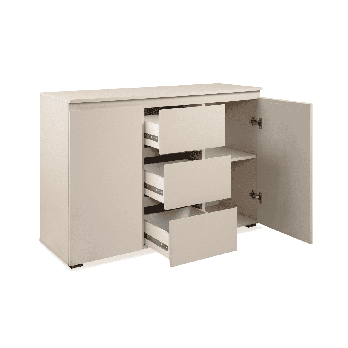 Buffet 2 portes et 3 tiroirs - ELVA beige, CALICOSY