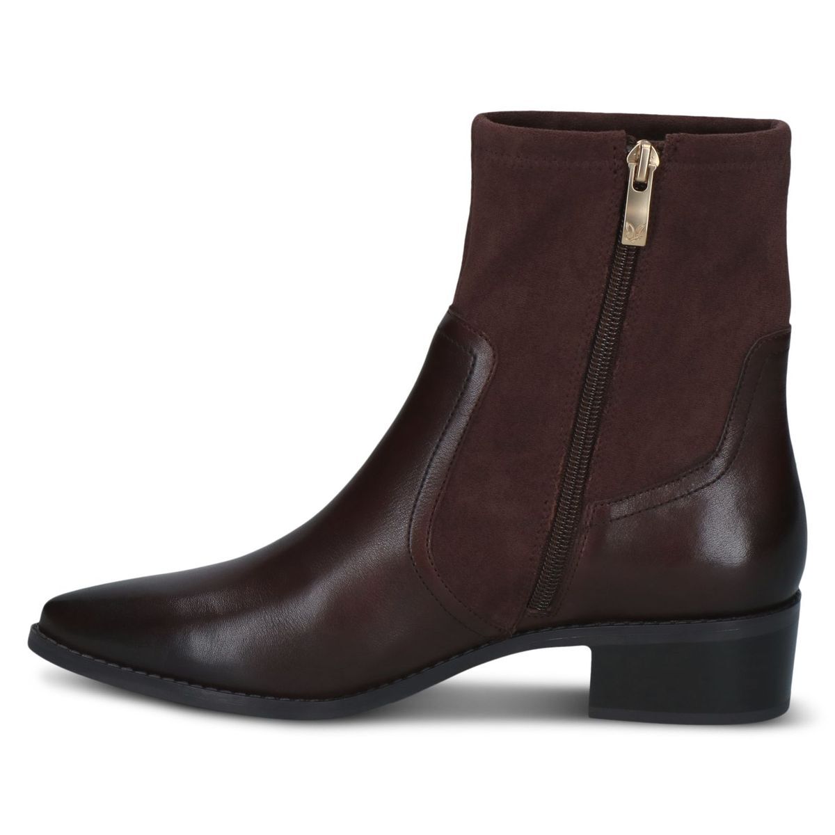 Bottine talon bloc marron foncé combiné, CAPRICE