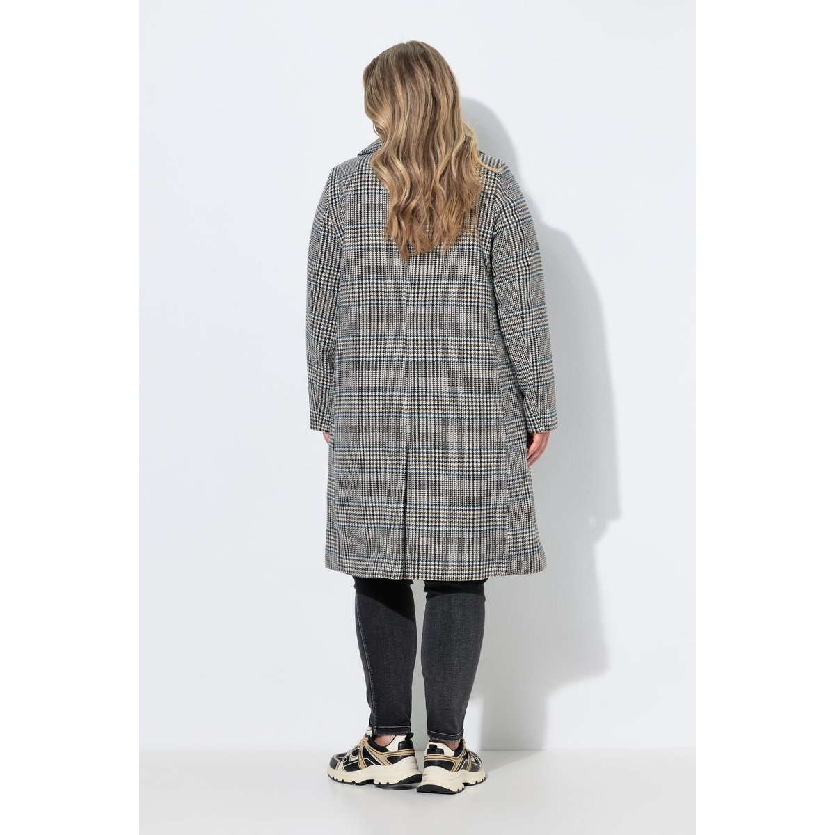 Manteau à carreaux aspect laine blanc cassé, ULLA POPKEN