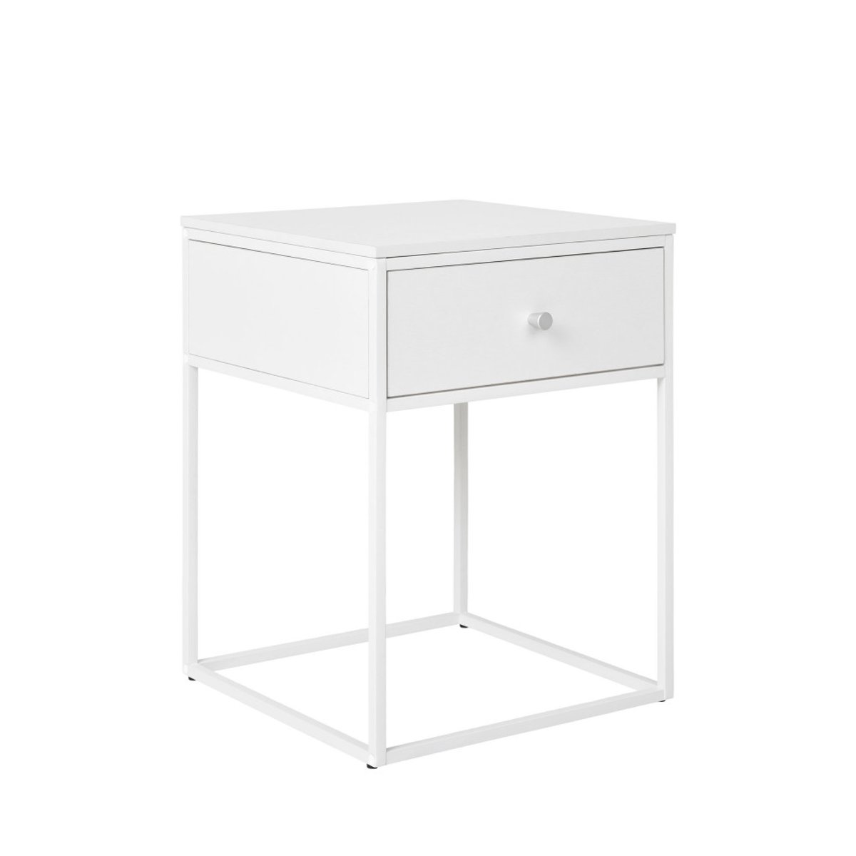Table de chevet avec tiroir en bois et métal blanc- VITA blanc, HOUSE NORDIC